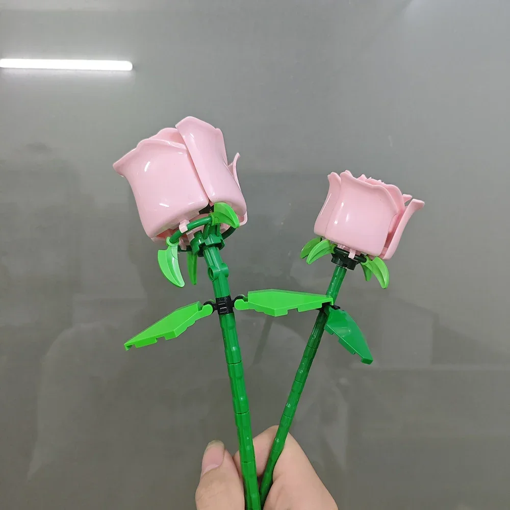 KNEW BUILT DIY Rose Flower Arrangement Building Block Toys-Enjoy Life,Loved by Girl,Create Your Favorite Bouquet,Home Decoration