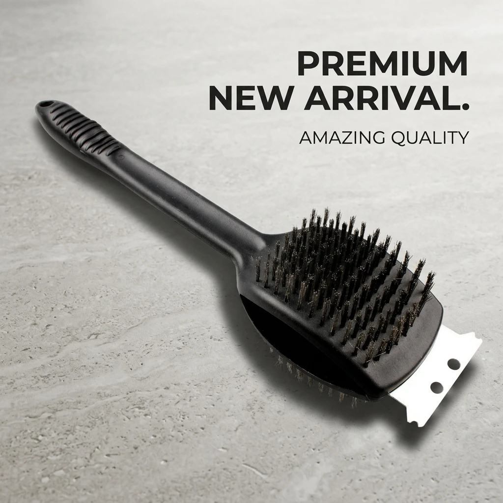 BBQ Grill Brush Double Sided Steel Wire Cleaner with Long PP Handle for Outdoor Grill Grate Scraper and Barbecue Tool