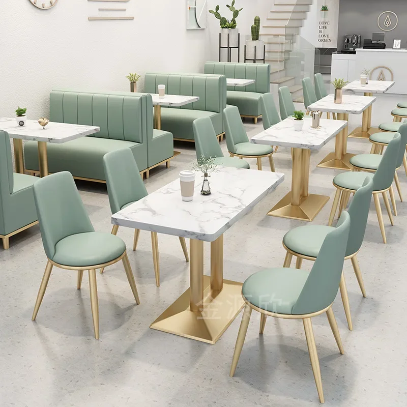 Customized casual dessert shop milk tea shop booth sofa table and chair tea house booth cafe restaurant table and chair combinat