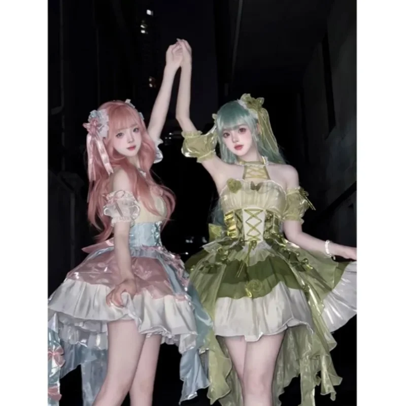 

Lolita Princess Dress Jsk Girls Sweet Cosplay Heavy Industry Hanging Neck High Waist Slim Bow Neck Elegant Suspender Dress for