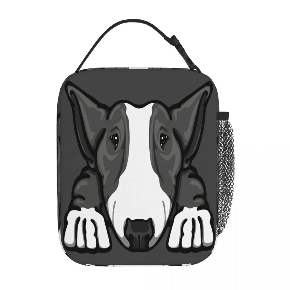 Hot Sale Grey & White Bullterrier Animal Print Compact Lunch Bag Train Ride Meal Prep Bag