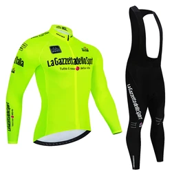 Tour De Giro D'ITALIA Cycling Jersey Set Riding Long Sleeves Cycling Bib Set Bicycle Clothing Spring MBT Breathable Bike Clothes