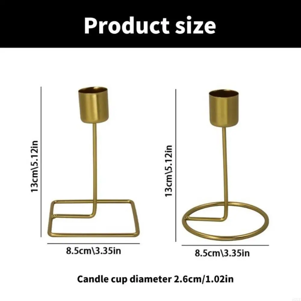 European Styles Exquisite Metal Candlestick Iron Art Geometric Gold Candle Holders 3D Single Head Candlestick Tabletop Stand