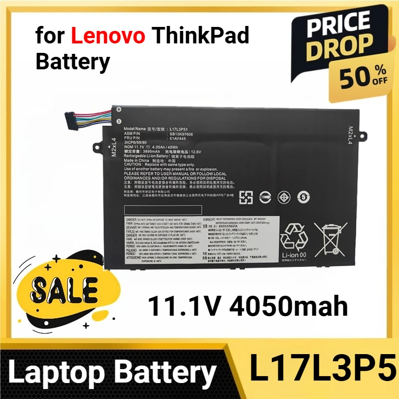 

L17L3P51 для Lenovo ThinkPad Аккумулятор для E480 E485 E490 E495 E580 E585 E590 E595 E14/E15 R480 R490 L17M3P52 11,1 В 4050 мАч