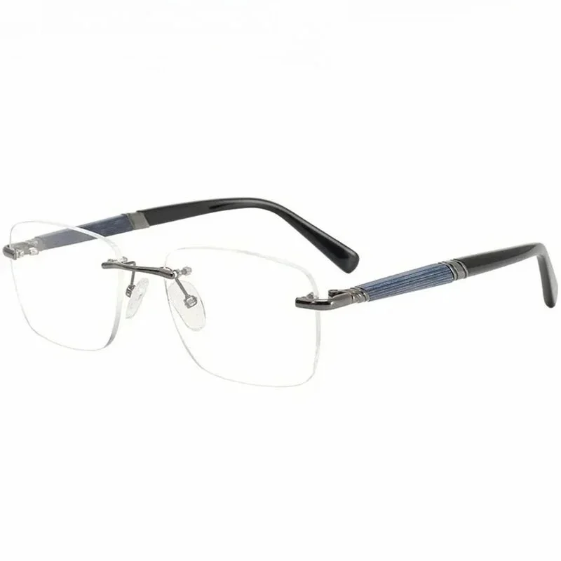 

KIZN Rosewood Titanium Optical Prescription Square Eyeglasses Men's Rimless Glasses Frame Frameless Spectacle