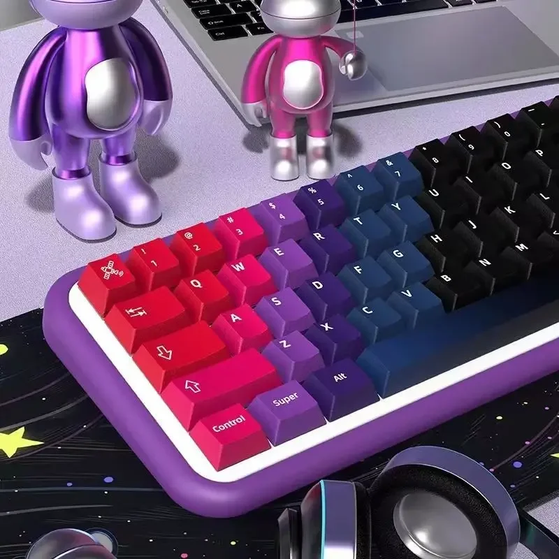 Teclas temáticas Aurora, teclas de teclado PBT con sublimación de calefacción personalizadas, originales, altamente personalizadas, juego completo de adaptaciones 68/84