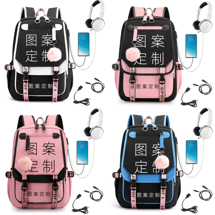 

【New style】One piece of children's schoolbag is ordered to make printed USB interface backpack for male and female primary an
