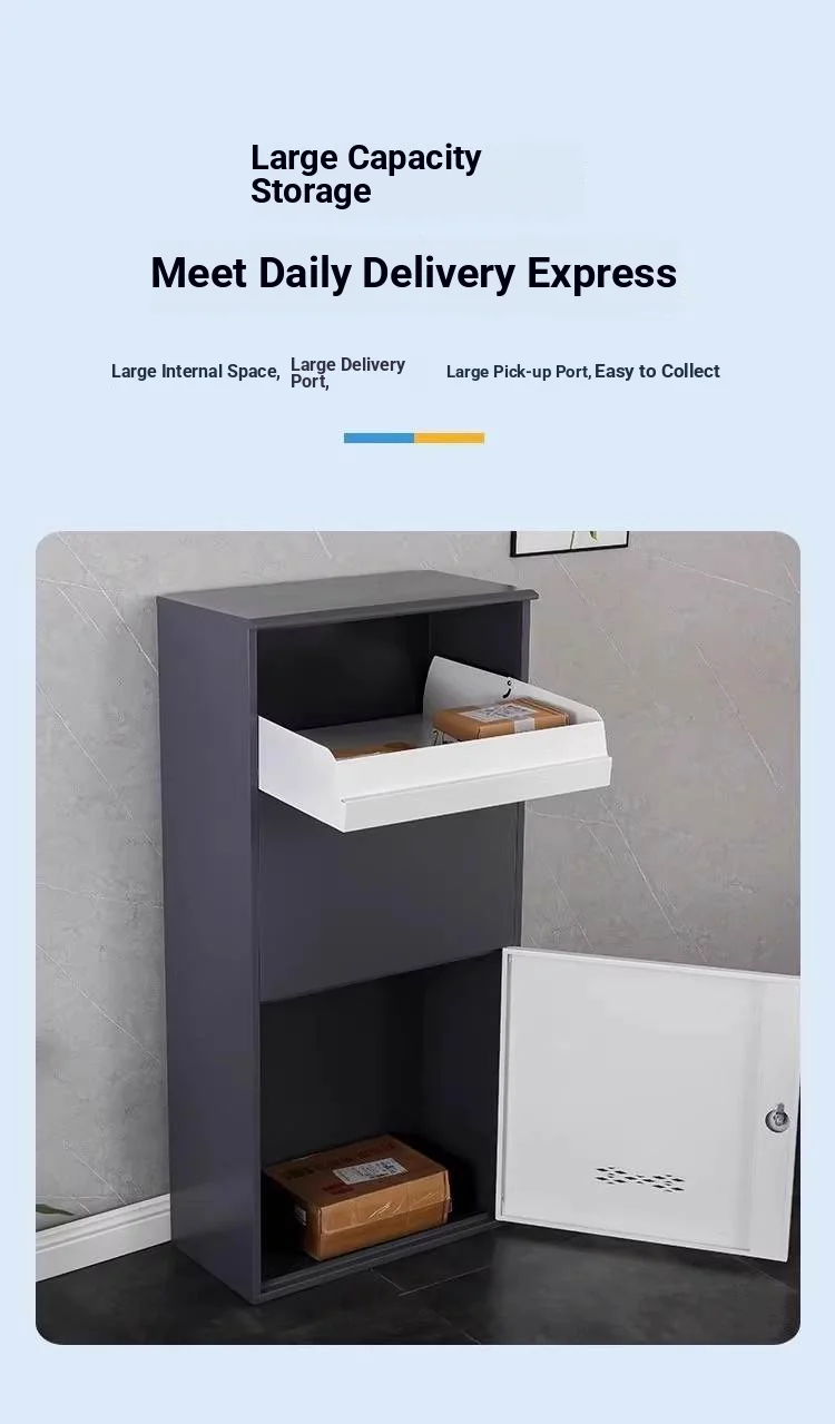 Lockable Parcel Drop Box Heavy Duty Steel Home Delivery Cabinet With Anti Theft Baffle For Outdoor Packages Secure Mailbox