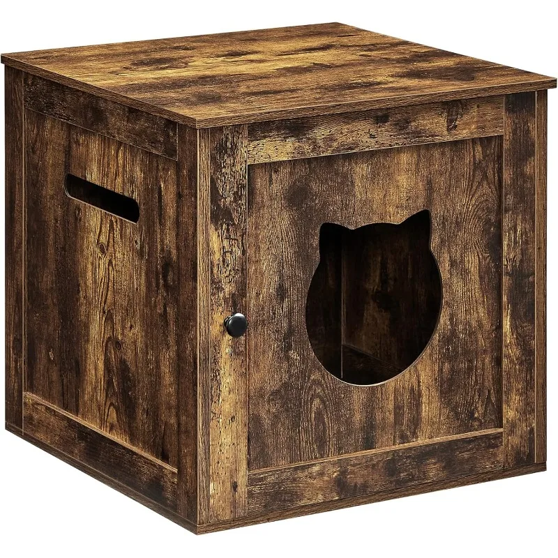 

Cat Litter Box Furniture, Hidden Litter Box Enclosure Cabinet with Single Door, Indoor Cat House, End Table, Nightstand,