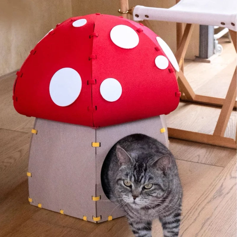 

Mushroom house, felt, cat kennel, anti-fly hair, easy to take care of, universal closed for all seasons