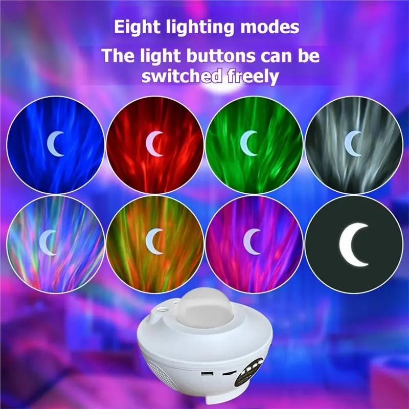 TFTP-Aurora Moon Light Lamp Dreamy Starry Sky Water Ripple Lamp Rechargeable Constellation Bluetooth Music Ambient Night Light