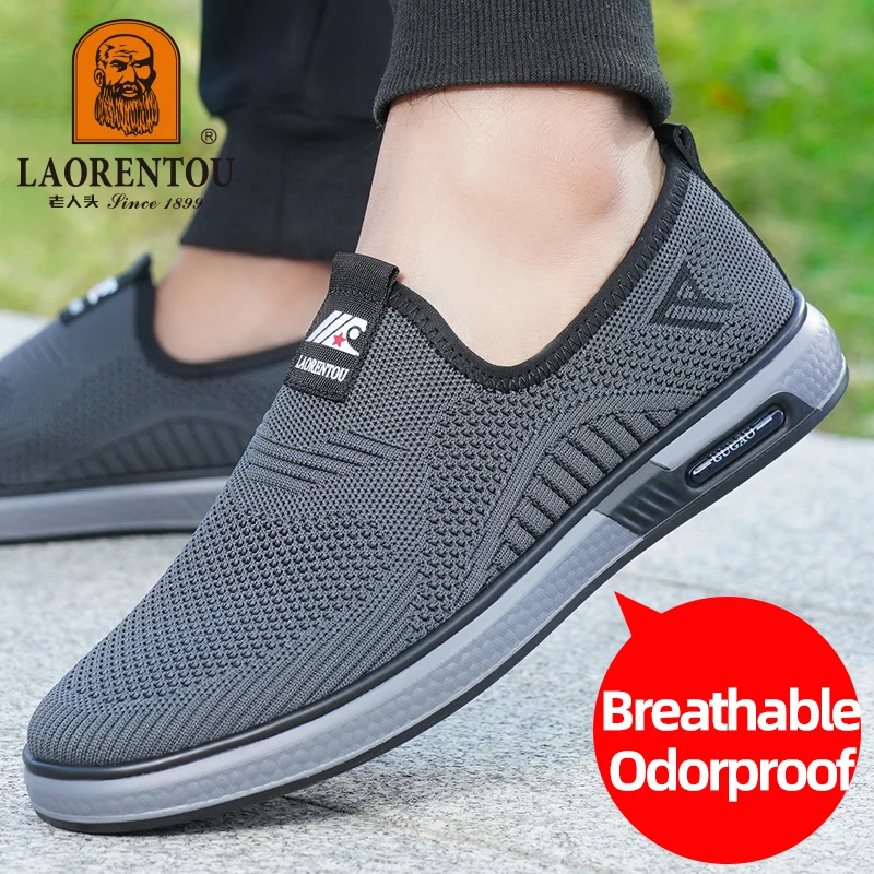 LAORENTOU breathable mesh shoes for men, lightweight soft soled sports shoes, outdoor casual anti slip running shoes