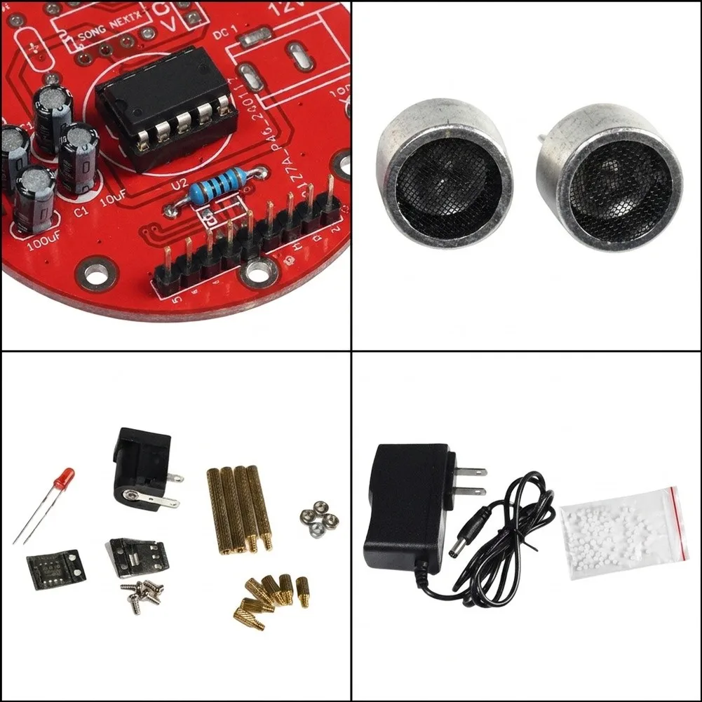 Acoustic Levitation DIY Kit 56x50mm Dual Layer PCB Physics Experiment Module With Optional 12V Power Adapter For Electronic Tool