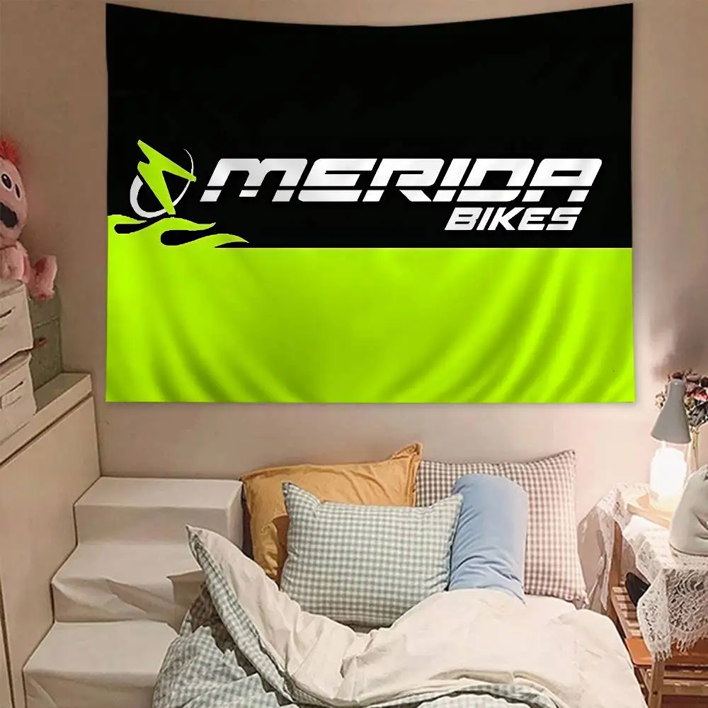 Bicycle Brand Merida Anime Tapestry Hippie Flower Wall Carpets Dorm Decor Wall Hanging Home Decor