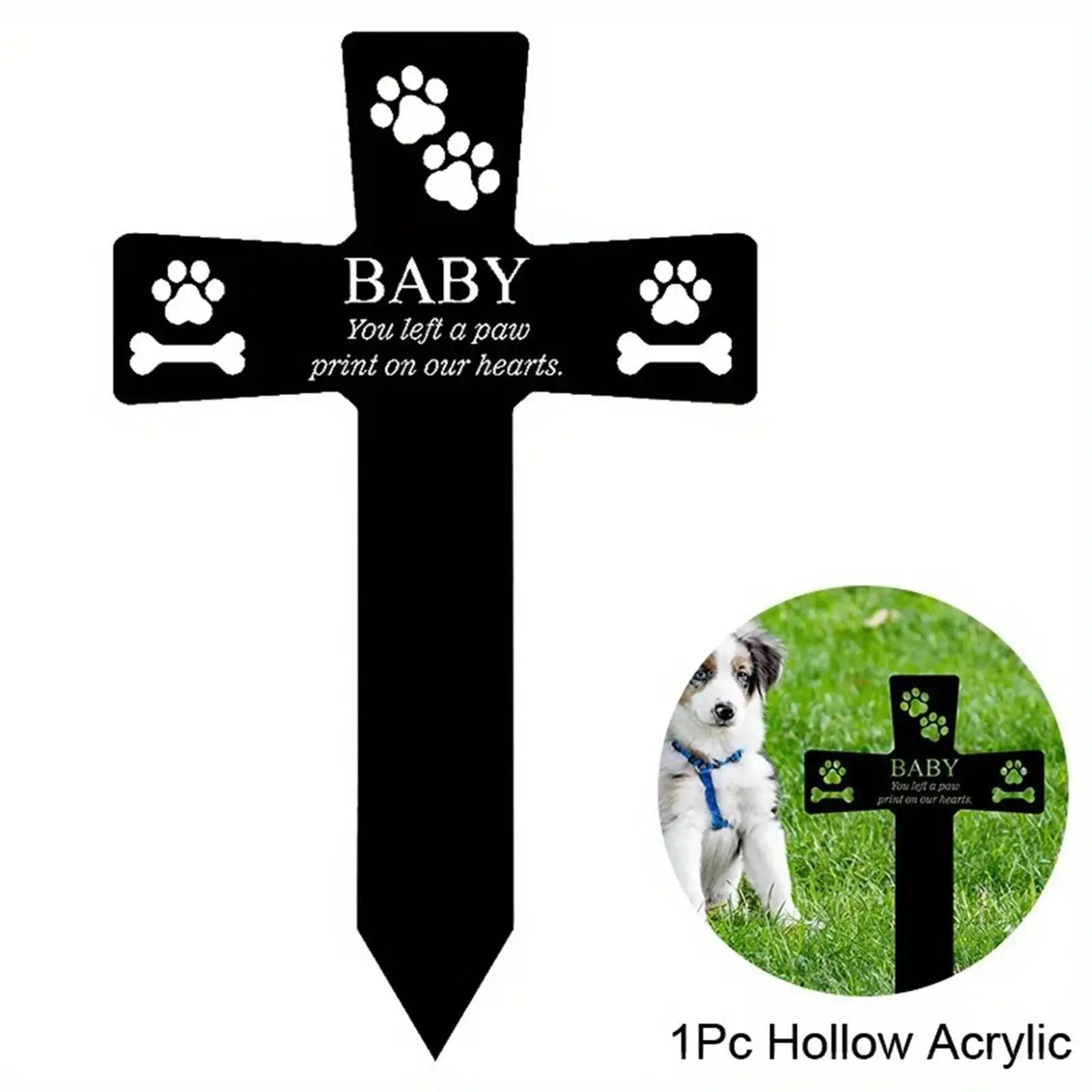 

Dog Memorial Stake Garden Stake Paw Print Cast Iron Sympathy Memorial Pet Grave