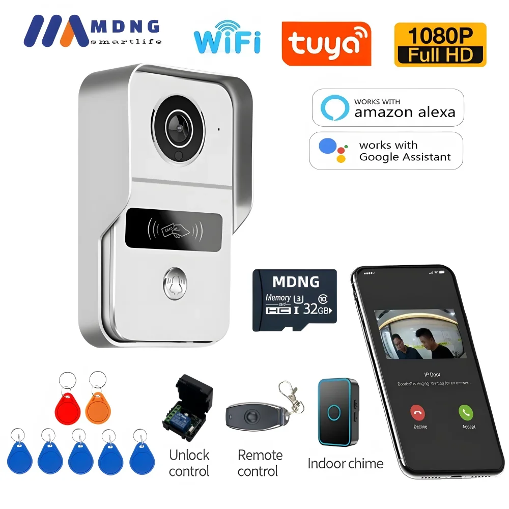 1080P Tuya Smart POE Wireless WIFI Video Intercom Doorbell System Video Entry Phone Security Protection for Home Apartment VIlla