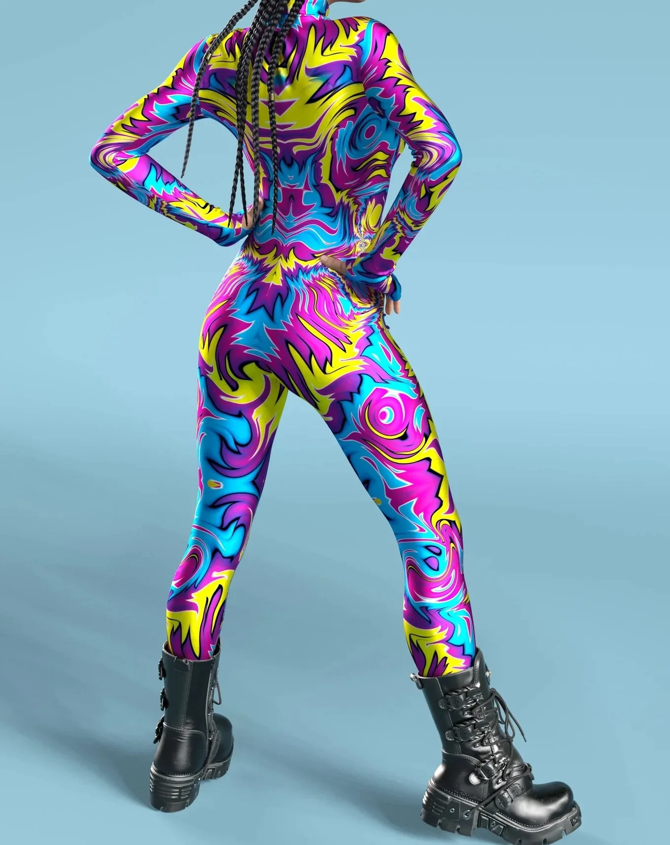 Bunter Regenbogen Abstrakte Geometrie Aerial Yoga Anzug Damen Enger Jumpsuit Karneval Urlaub Party Cosplay Kostüme Ausgefallener Bodysuit – Detail 20