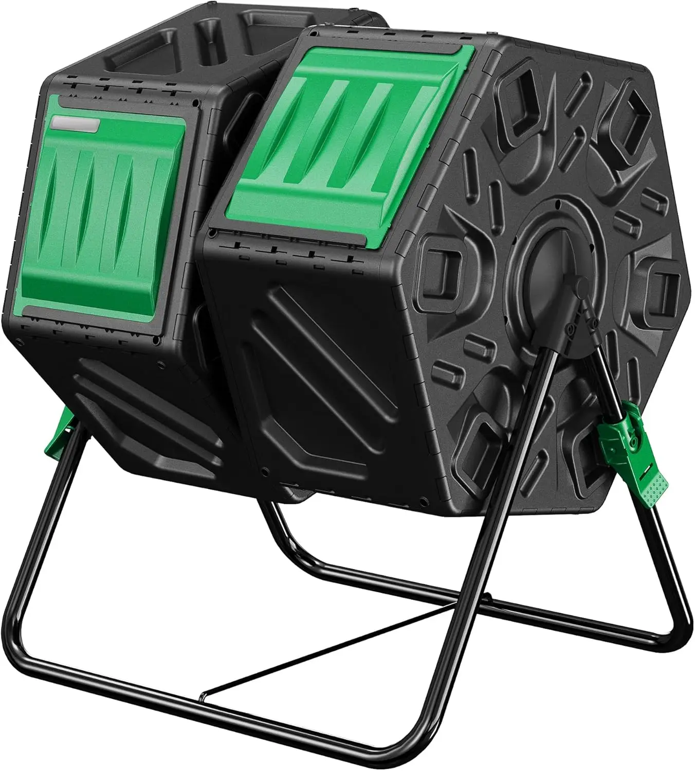 Outdoor Compost Bin with 2 Tumbling Chambers, 37Gal Large Capacity, Sliding Door & Aeration System for Kitchen Garden Yard