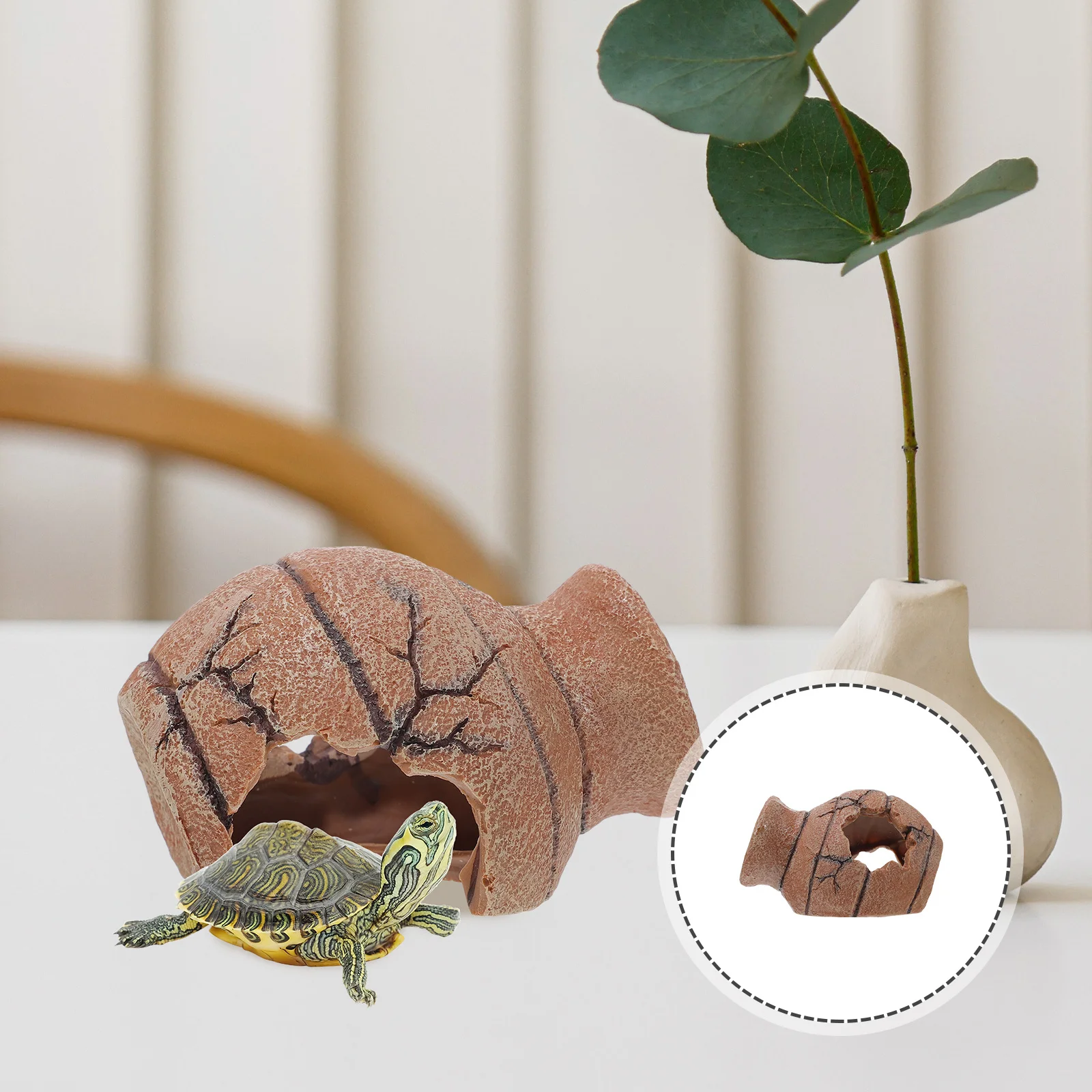 

Reptile Cave Decor Realistic Turtle Hideout Compact Critter Cave Safe Hiding Place Decorative Reptile Box Turtle Hideout