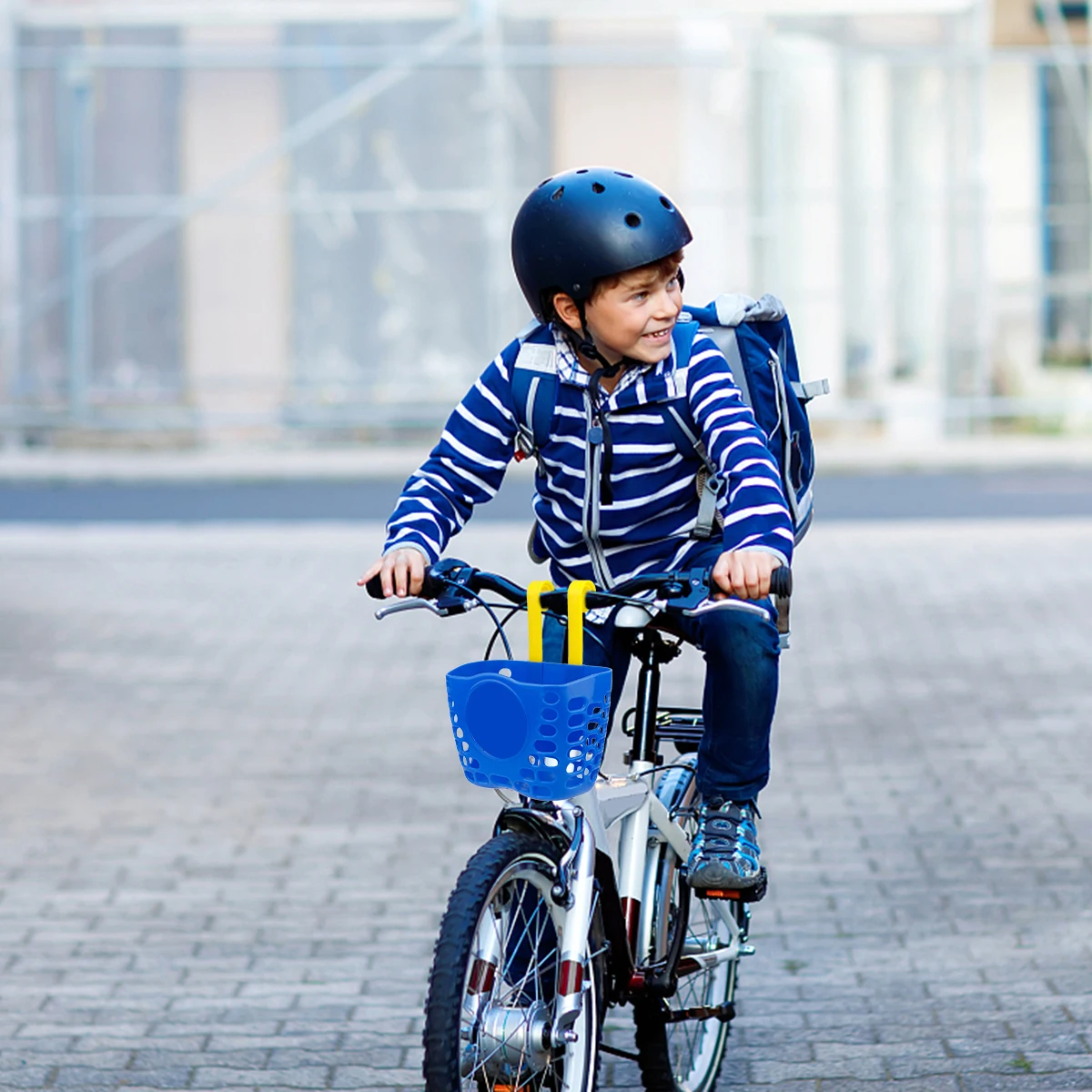 

Plastic Detachable Kids Bike Front Basket Storage Basket Lightweight Scratch Resistant Handlebar Hanging Bike Container