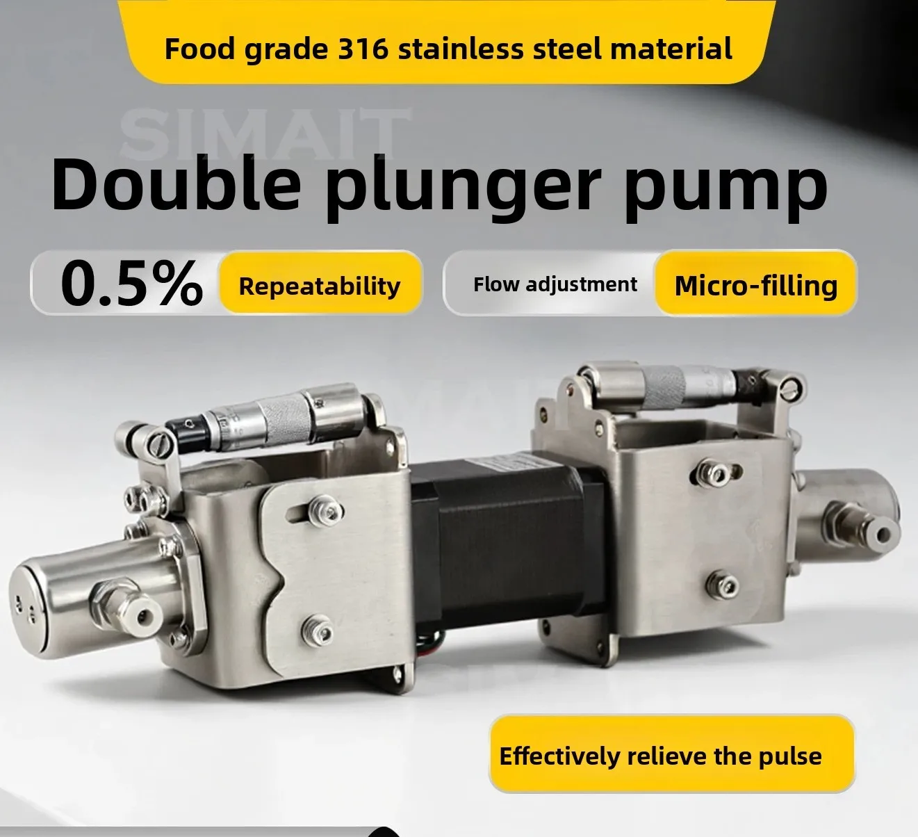 Stainless Steel Dual-Head Ceramic Plunger Pump Micro Dosing High-Precision Valve-less Liquid Pump