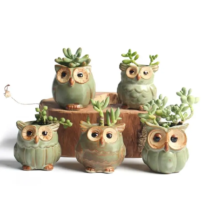 Cute Succulent Planter Pot Owl Planter Ceramic Owl Shape Garden Flower Pot Desk Plant Pot Home Garden Decoration birthday gift