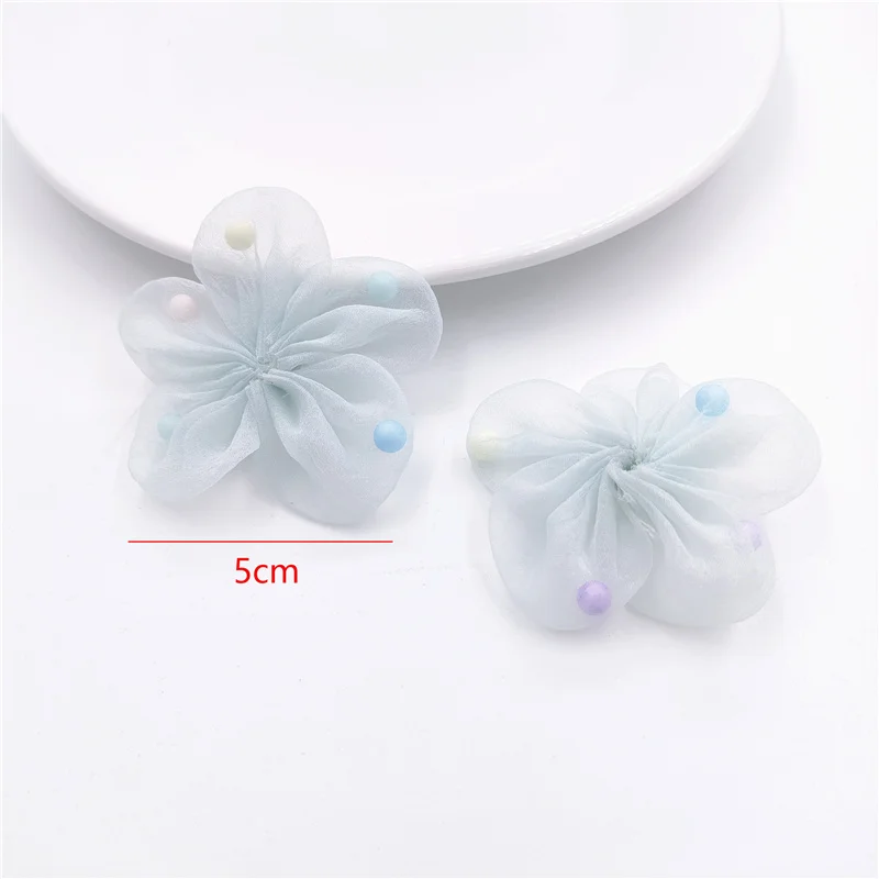 40 pz 5CM maglia fiore Applique per fai da te bambino Clip di capelli cappello copricapo artigianato patch Decor ornamento accessori di abbigliamento