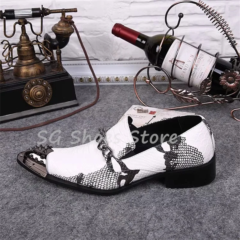 أحذية رجالية عادية جلد طبيعي سلسلة مشبك المتسكعون مختلط اللون جلد الثعبان نمط الذكور في الهواء الطلق القيادة الشقق أحذية من الجلد #5