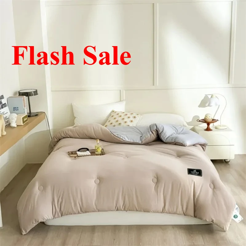 2025 new color matching soybean fiber quilt thickened to keep warm single and double winter quilt core spring and autumn quilt