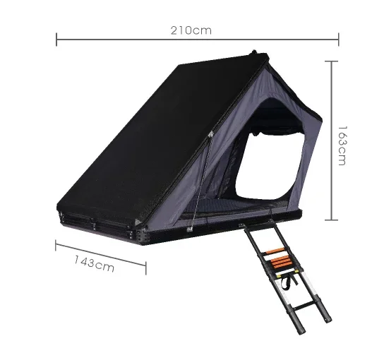 All Weather  Extended Aluminium Shell Type Triangular Roof Mounted Camping Tent