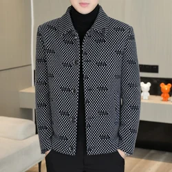 Mens Woolen Jacket 2023 Autumn Winter Fleece Warm Woolen Coat Streetwear Casual Slim Fit Jacket Coat Fashion Men Clothing