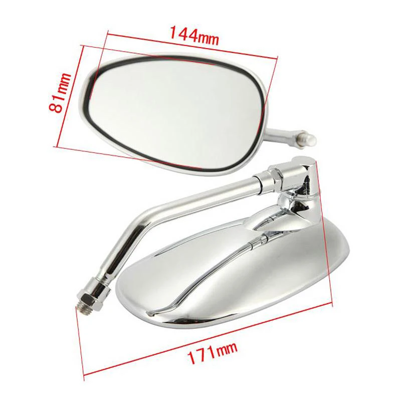 Chrome Oval Rearview Mirrors For Kawasaki VN Vulcan Classic Custom 900 800 1700