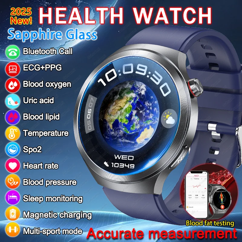 2025New الفحص البدني الصغير الصحة ساعة ضغط الدم الأكسجين الرياضة ساعة ذكية الرجال المسار الصحي ECG + PPG Smartwatch NFC