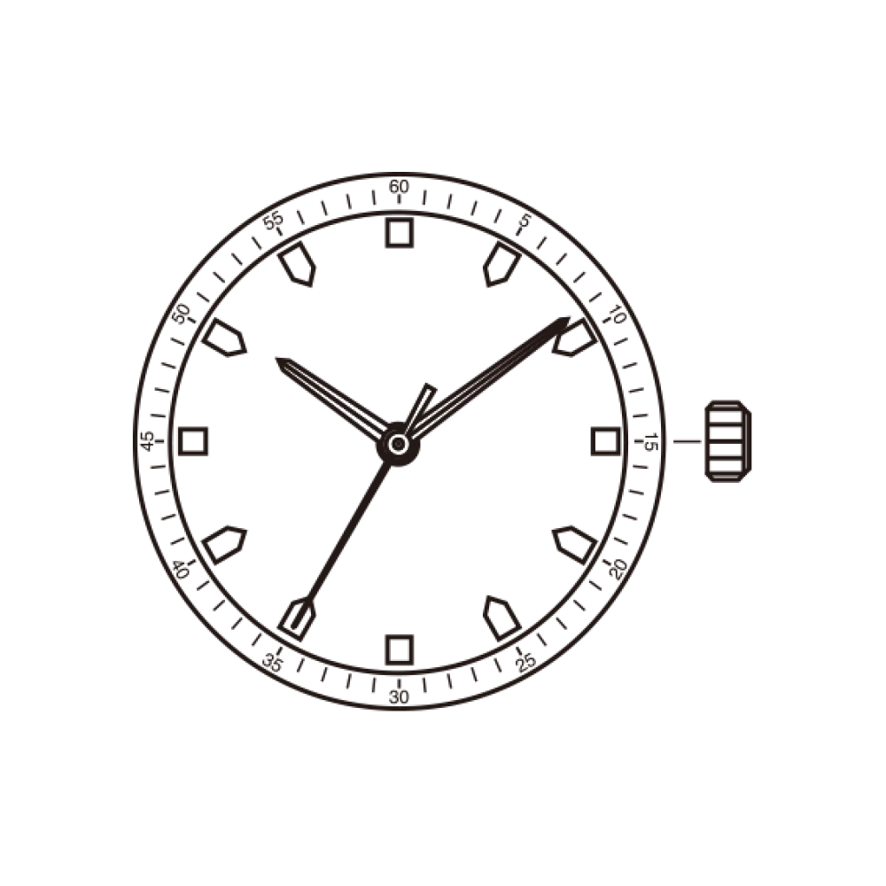 Miyota 5Y30 Japan Quartz Movement Three-Hand Calendarless Small movement perfect for smaller designs and accessory-type watches.