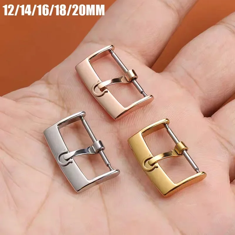 12 14mm 16mm 18mm 20mm Stainless Steel Watch Buckle Watch Clasp Accessories Replacement Buckle for Leather Watch Strap With Tool
