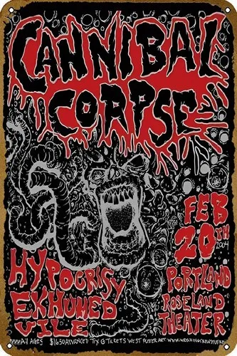 Cannibal Corpse Portland 2004 Music Posters Vintage Metal Tin Signs Modern Wall