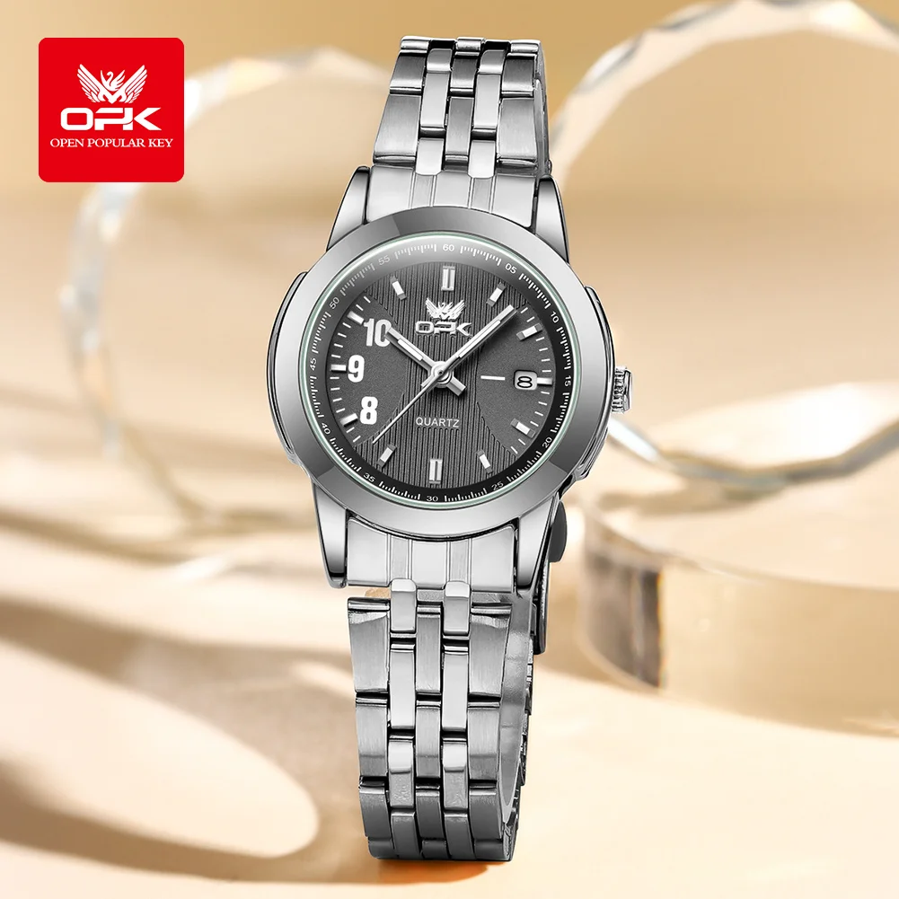 OPK 6021 Woman Watch Fashion Casual Auto Date Waterproof Luminous Quartz Wristwatch Elegant Ladies Watches