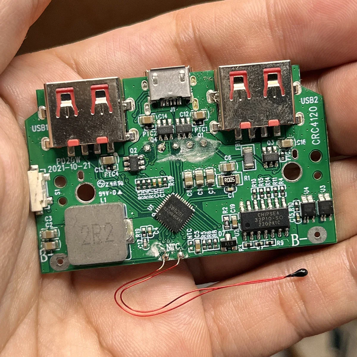 USB Type-C QC 4.0 PD SW6201 Quick Charging PCB Board 5V-12V Fast Charger Module for Lithium Li-ion 18650 Battery DIY Power Bank