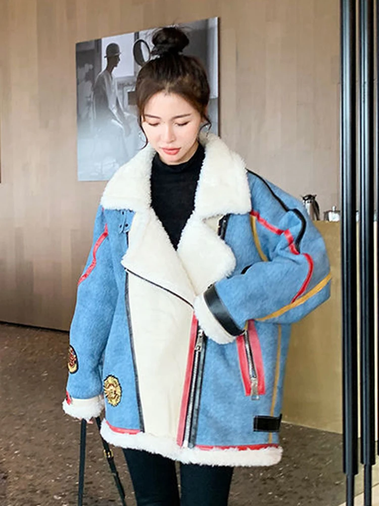 Autunno Inverno Nuovi cappotti Donna Giacca calda in cashmere Patchwork Appliques High Street Allentato Ladies Chic Outwear Cappotti femminili