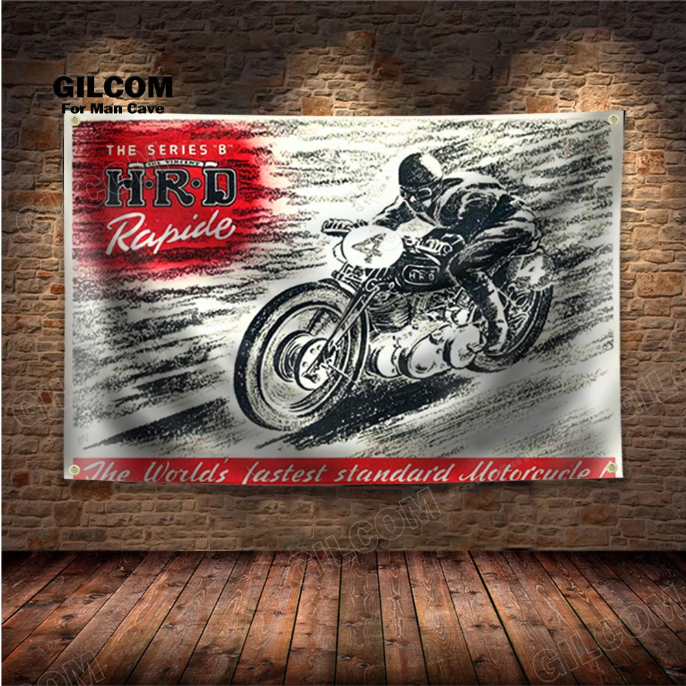 Retro Motorcycle Race Banner Flag USA Classic Vintage Poster Wall Vintage Garage Decor Advertisement   Sign Pub Club Bar view 5