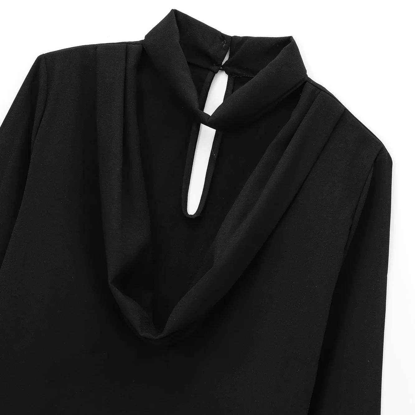 

ZAB Autumn New Faion Women's Long Sve irt Ne Decorative Wind Design Street Sle Polyester Fiber Plain Color irt