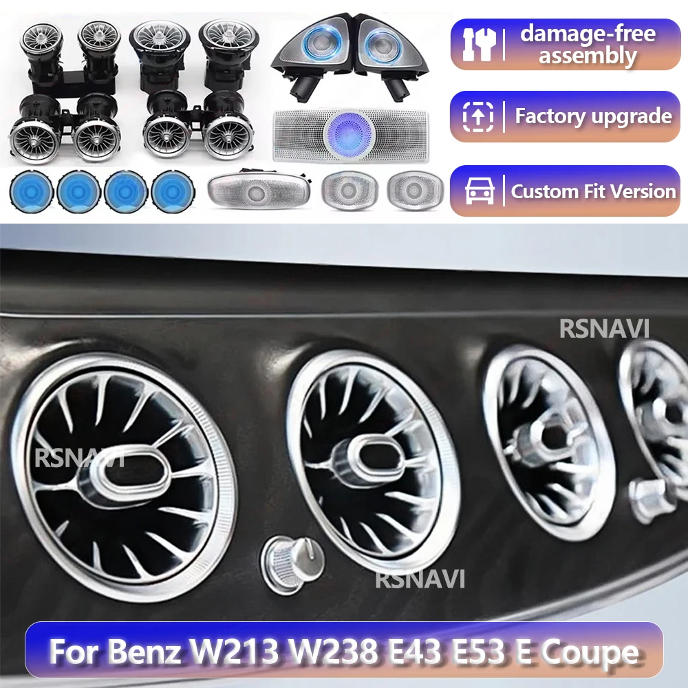 

RGB-подсветка для Mercedes-Benz E-Class W213 Coupe AMG E43 E53 E250 2016-2023, 3D-динамические вращающиеся твитеры для воздуховодов, атмосферная подсветка