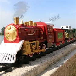 Battery Powered Christmas Electric Trains Toy Kids Engineering Car Xmas Railway Track Vehicle with Light&Sound Birthday Gift