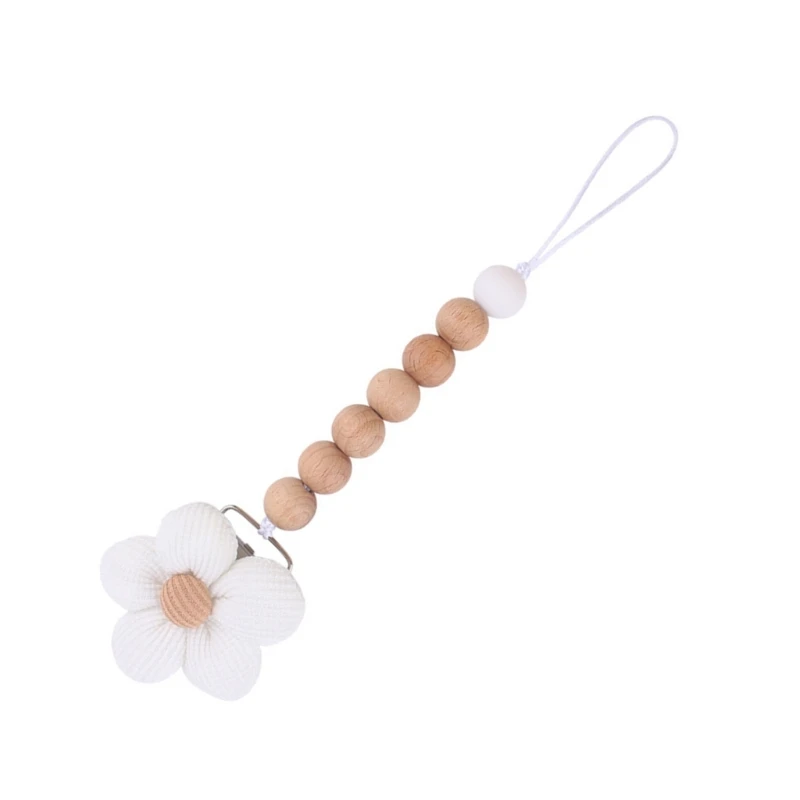 Flower Charm Baby Beaded Pacifier Clip Chain Newborns Nipple Holder Leash Lovely Teether Soother Pendant Decor