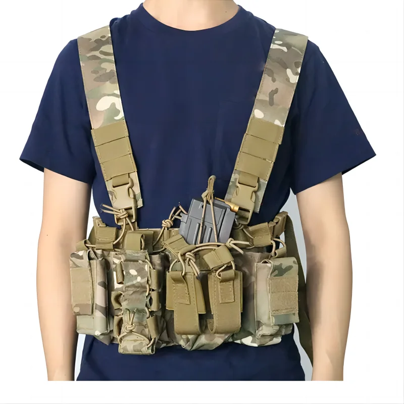 

Tactical Vest Nylon Chest Rig Radio Harness Pouch Holster Adjustable Waterproof Men Waist Hunting Camouflage Vest Magazine Bag