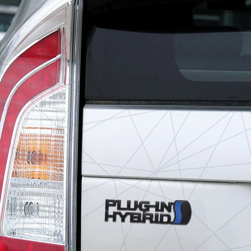 3D Auto Metal Plug-in Hybrid Badge Car Rear Trunk Emblem Sticker LOGO Decor For RAV4 Corolla Yaris GR Camry Prius Levin C-HR view 6