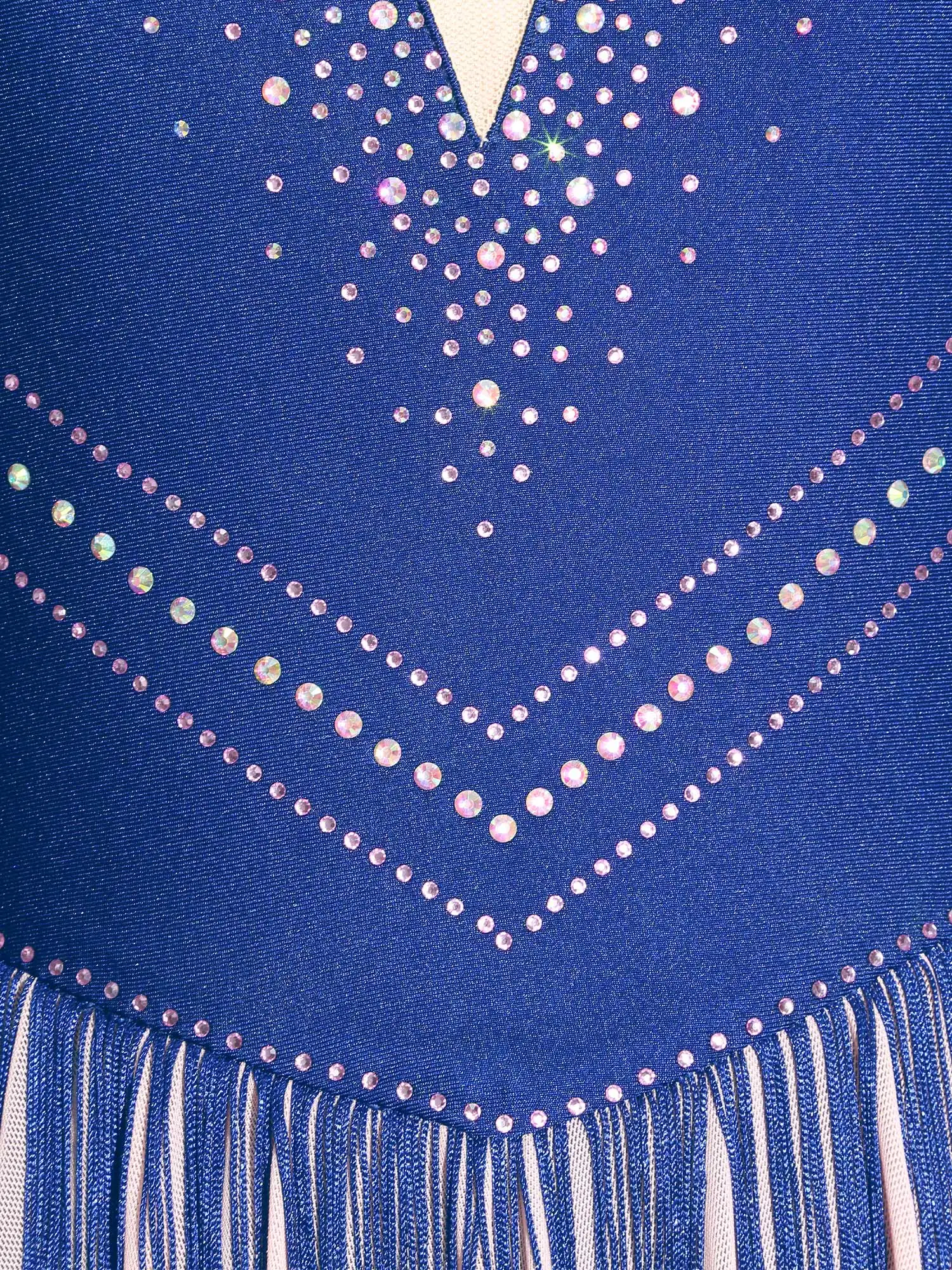 Vestido de baile rítmico latino de Ballet para mujer, vestido de patinaje artístico con borlas de diamantes de imitación, sin mangas, vestidos de Leotardos de malla de Color contrastante