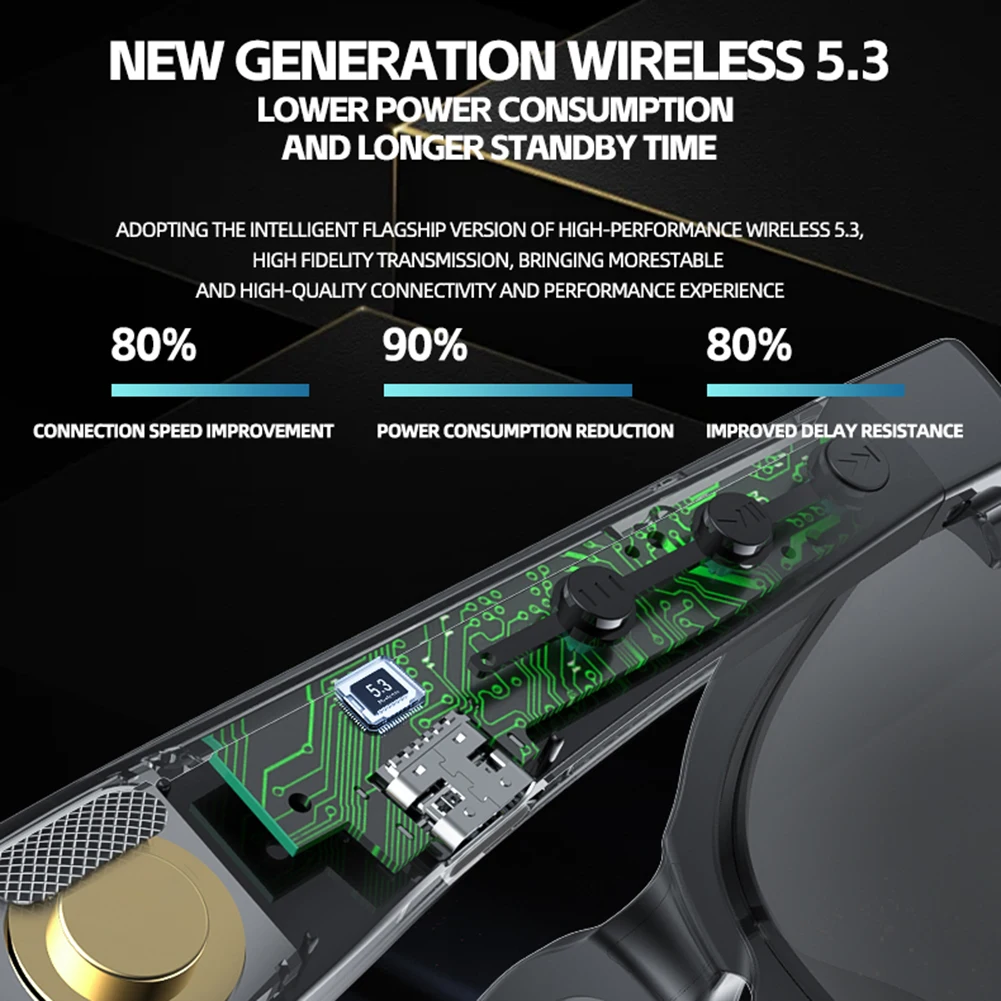 نظارات ترجمة ذكية AI متوافقة مع بلوتوث 5.4 نظارات شمسية للقيادة الرياضية ومكبرات صوت ميكروفون مدمجة للرجال والنساء