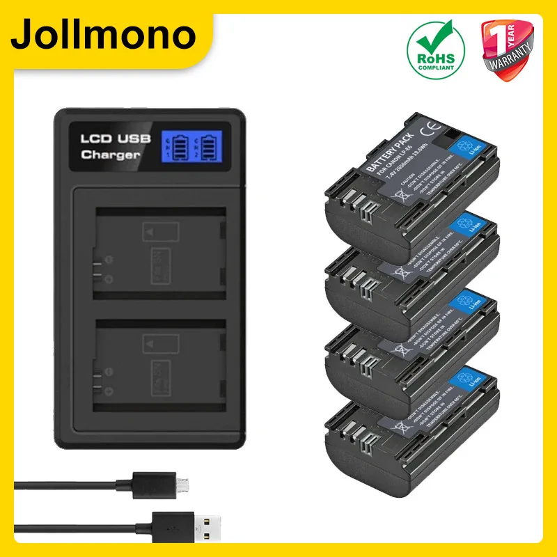 Аккумулятор для Canon EOS R R5 R7 R6 R5C 60Da 60D 70D 80D 90D 5DSR 5Ds 5D 6D 7D Mark II, 2650 мАч