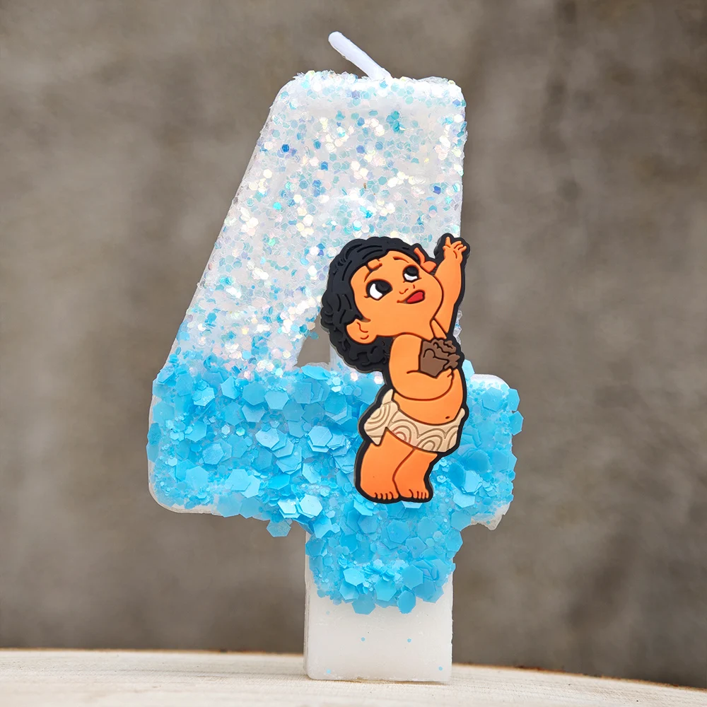 المحيط مغامرات موانا شمعة الكرتون 0-9 عدد الاطفال كعكة عيد ميلاد لوازم الديكور أنيمي اكسسوارات الحفلات الإمدادات